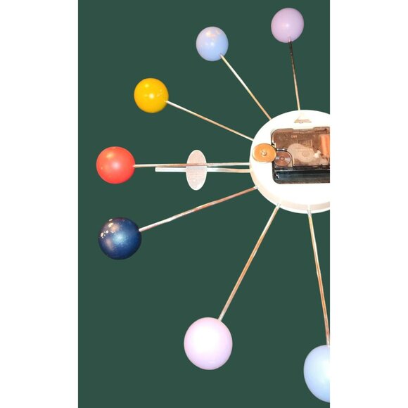 George Nelson Mid Century Modern 1949 Metal Wood Ball Clock TAIWAN Works - Picture 6 of 13